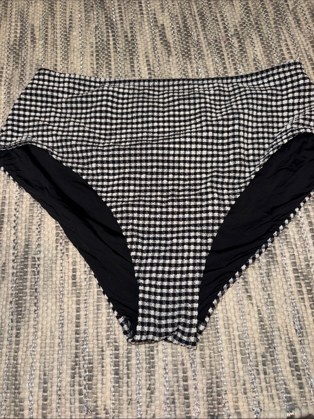 GAP Black & White Gingham High-Waist Swim Bottoms